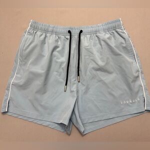 YoungLA Light Blue Elastic Waist Swim Shorts size large